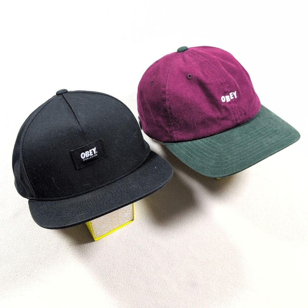Lot 2 Obey Worldwide Jumble Men’s Hat Snapback Streetwear Skater Skateboard Cap
